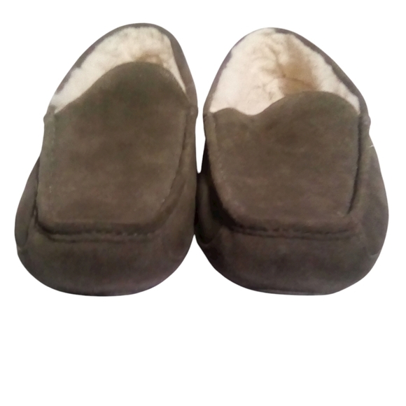 Ugg Men’s Suede Ascot Green Shearling Interior Slipon Loafers Slippers Size 11 - Picture 7 of 8